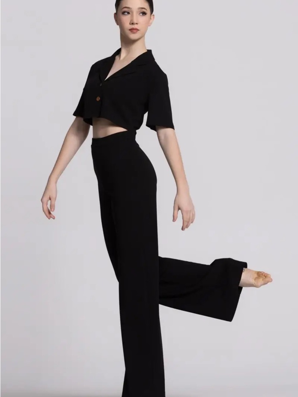 Weissman Black Kids Matching Wide Leg Set